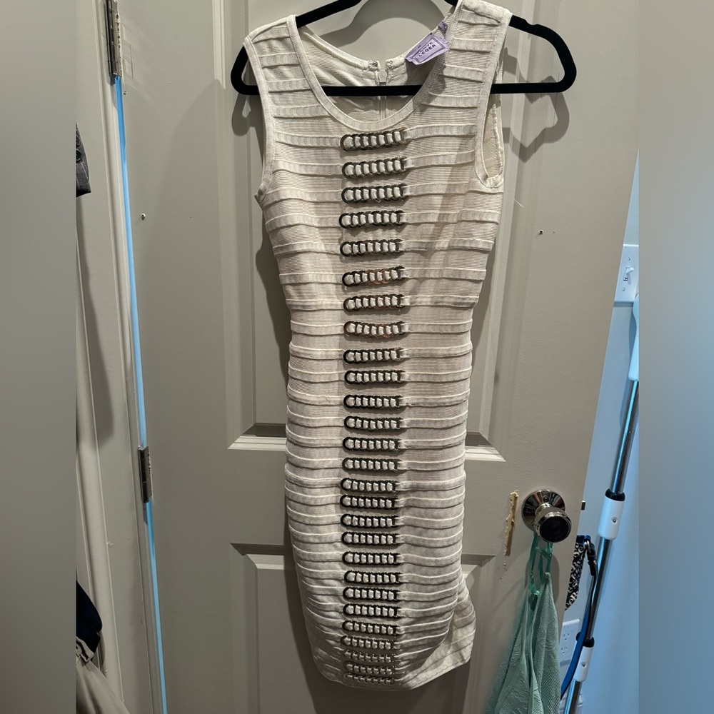 Herve leger white chain dress